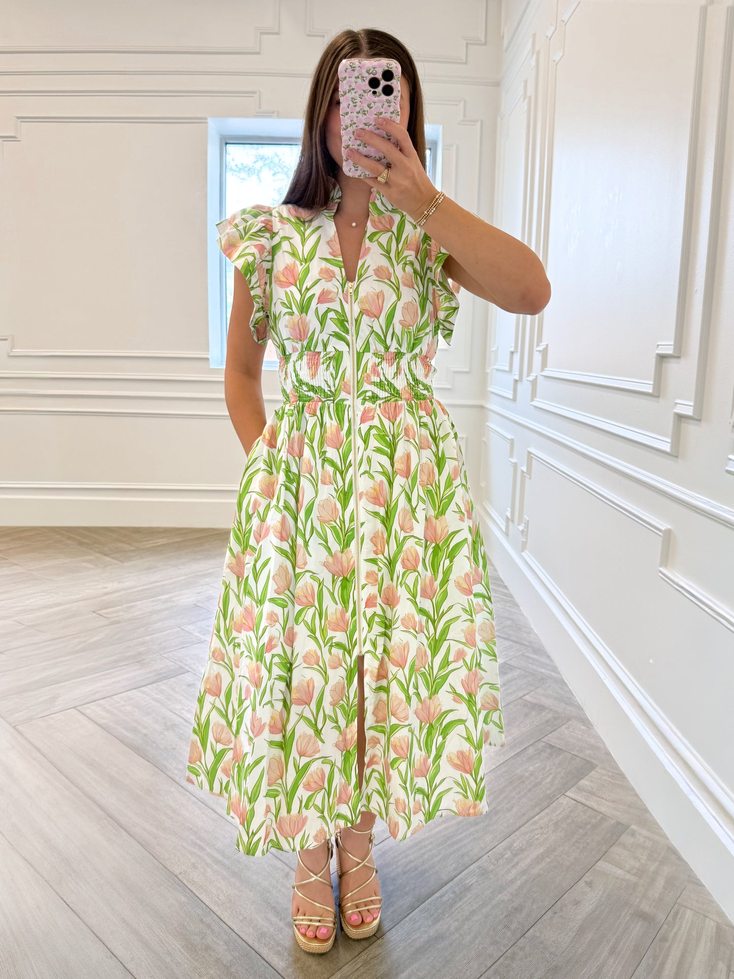 Blushing Tulip Midi Dress