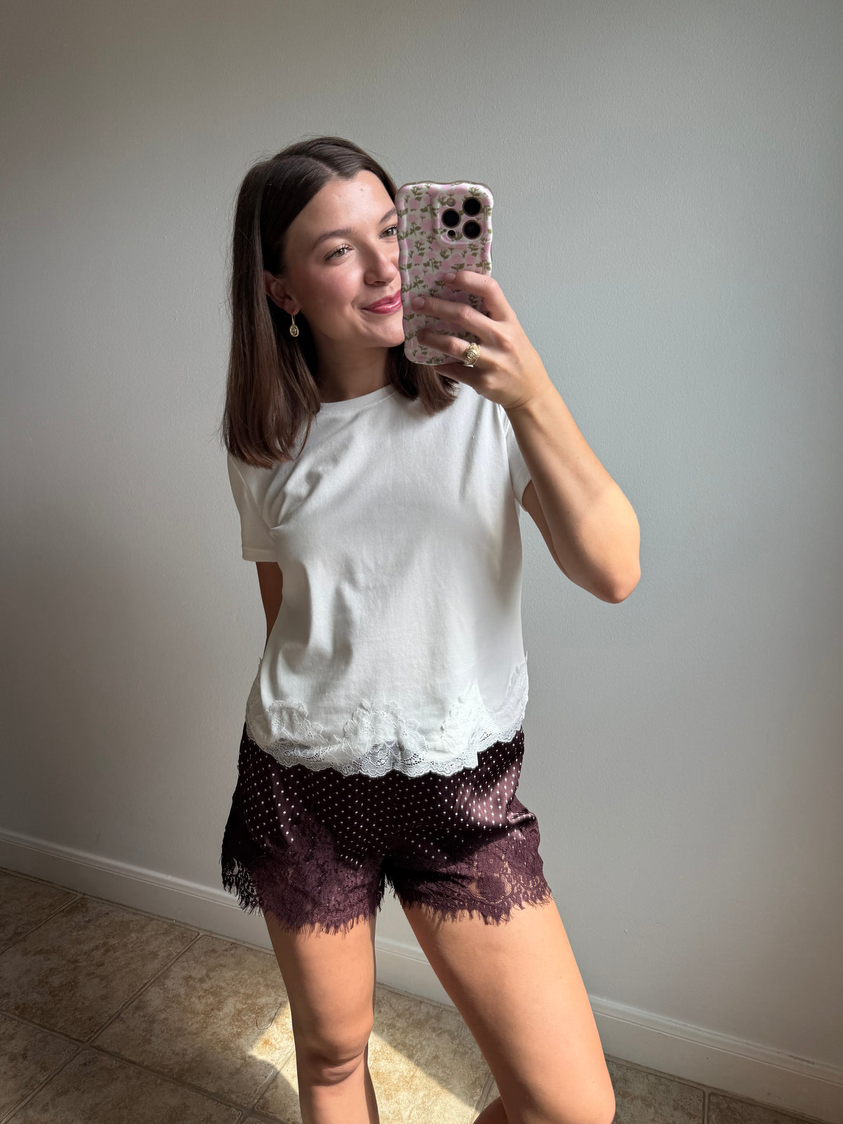 Java Chip Satin Lace Shorts