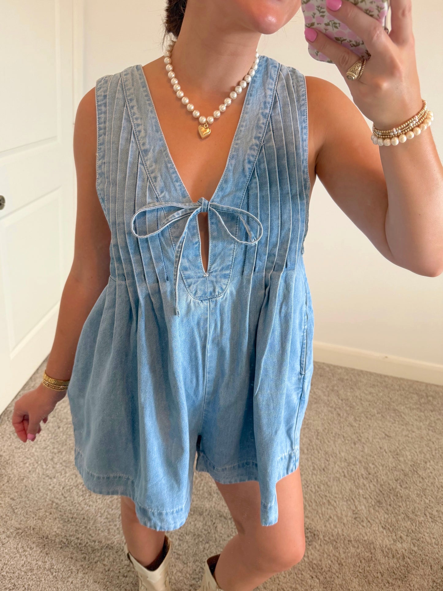 Blue Honey Denim Romper