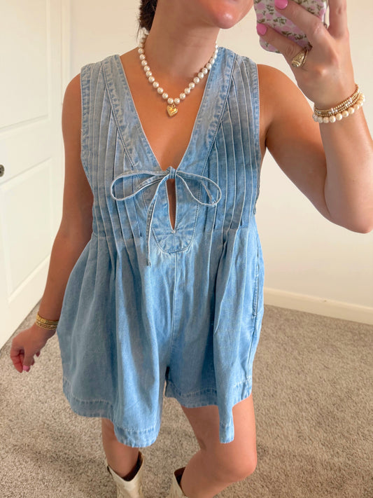 Blue Honey Denim Romper