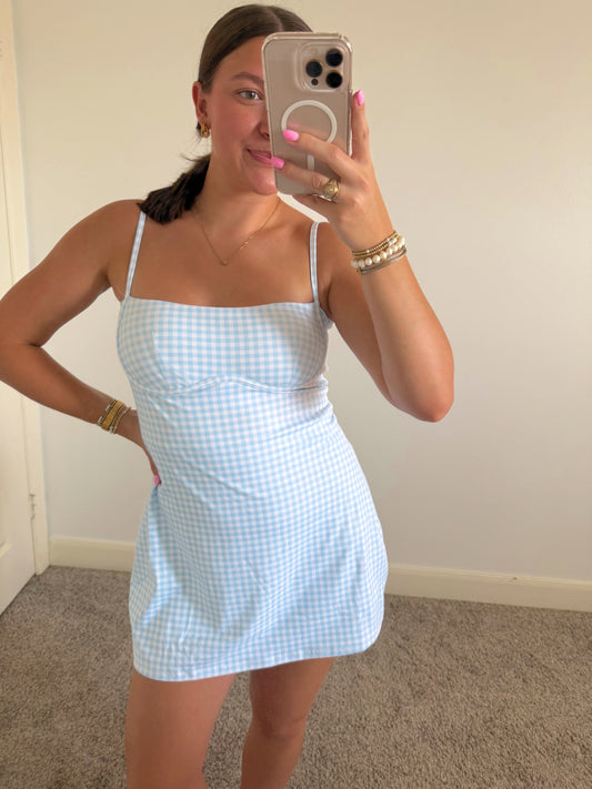 Blueberry Gingham Athletic Dress