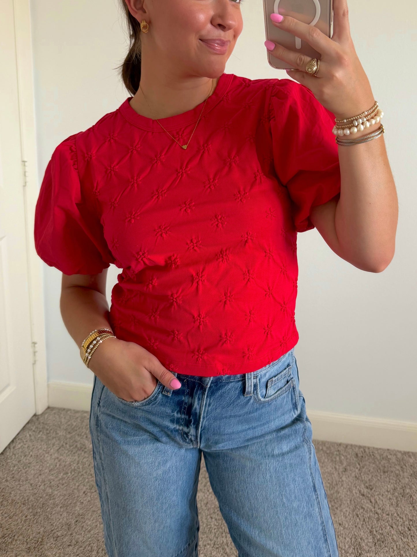 Rosie Flower Embossed Top