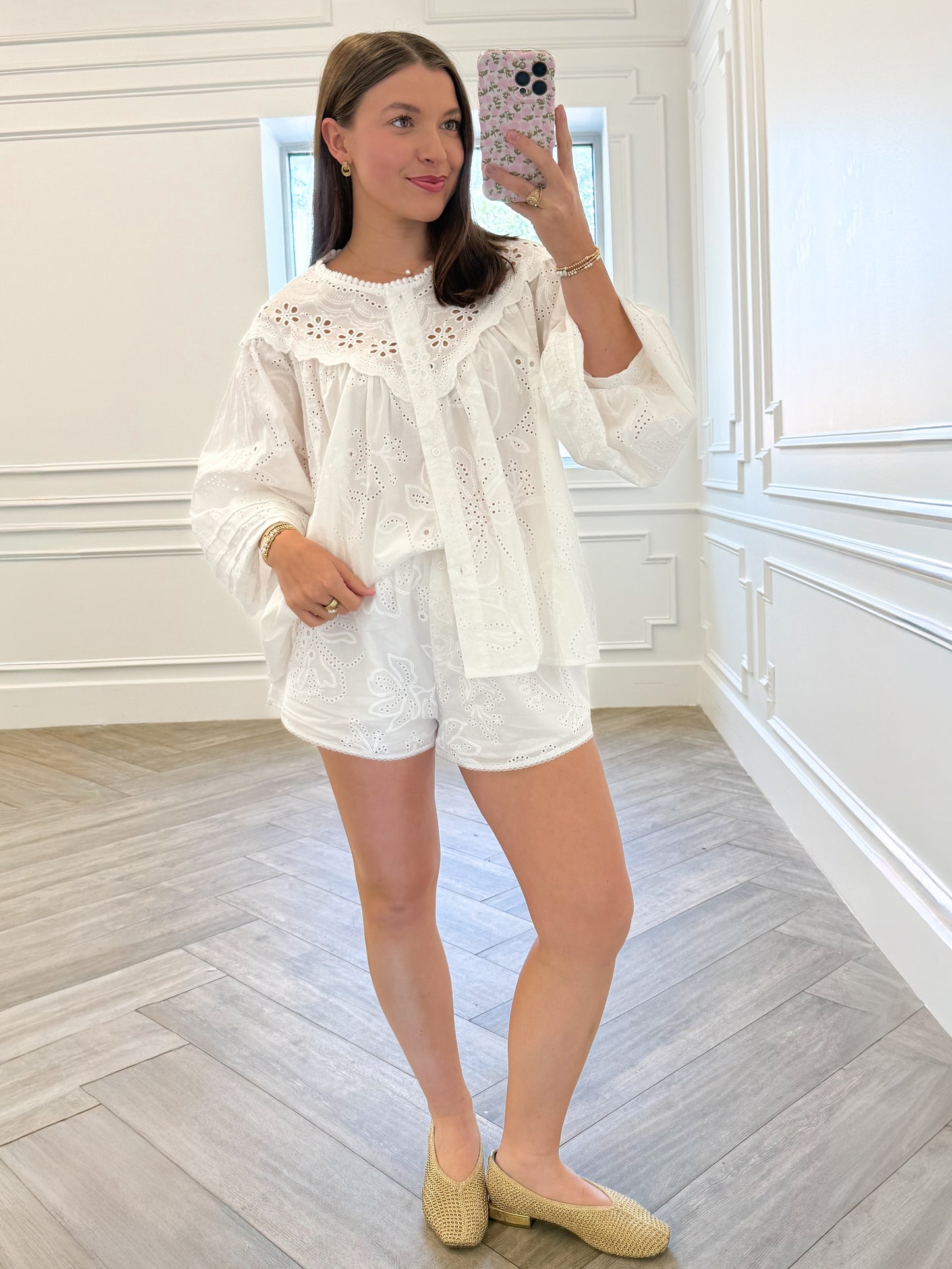 White Lotus Eyelet Shorts
