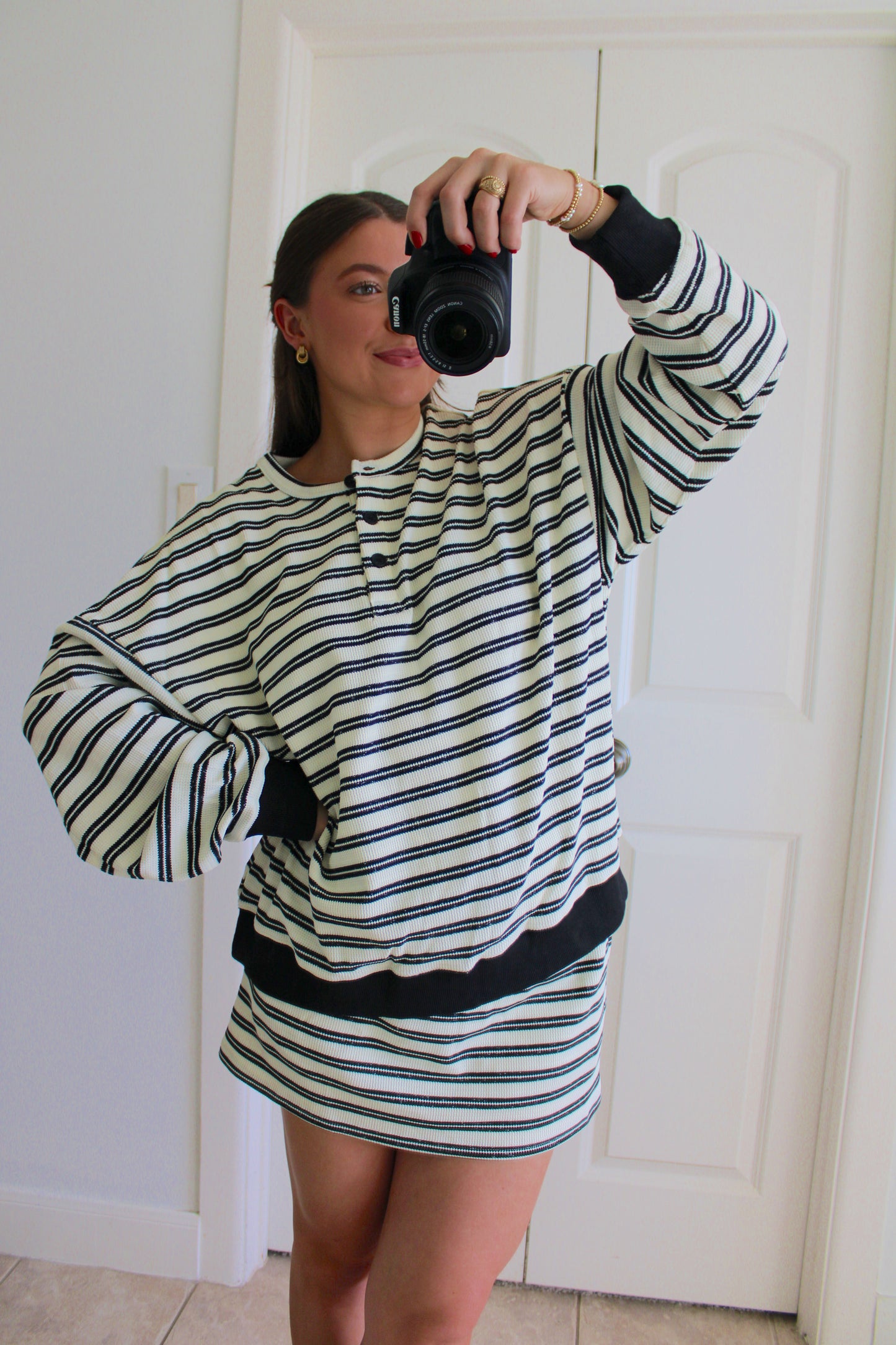 Waffle Knit Skirt Set