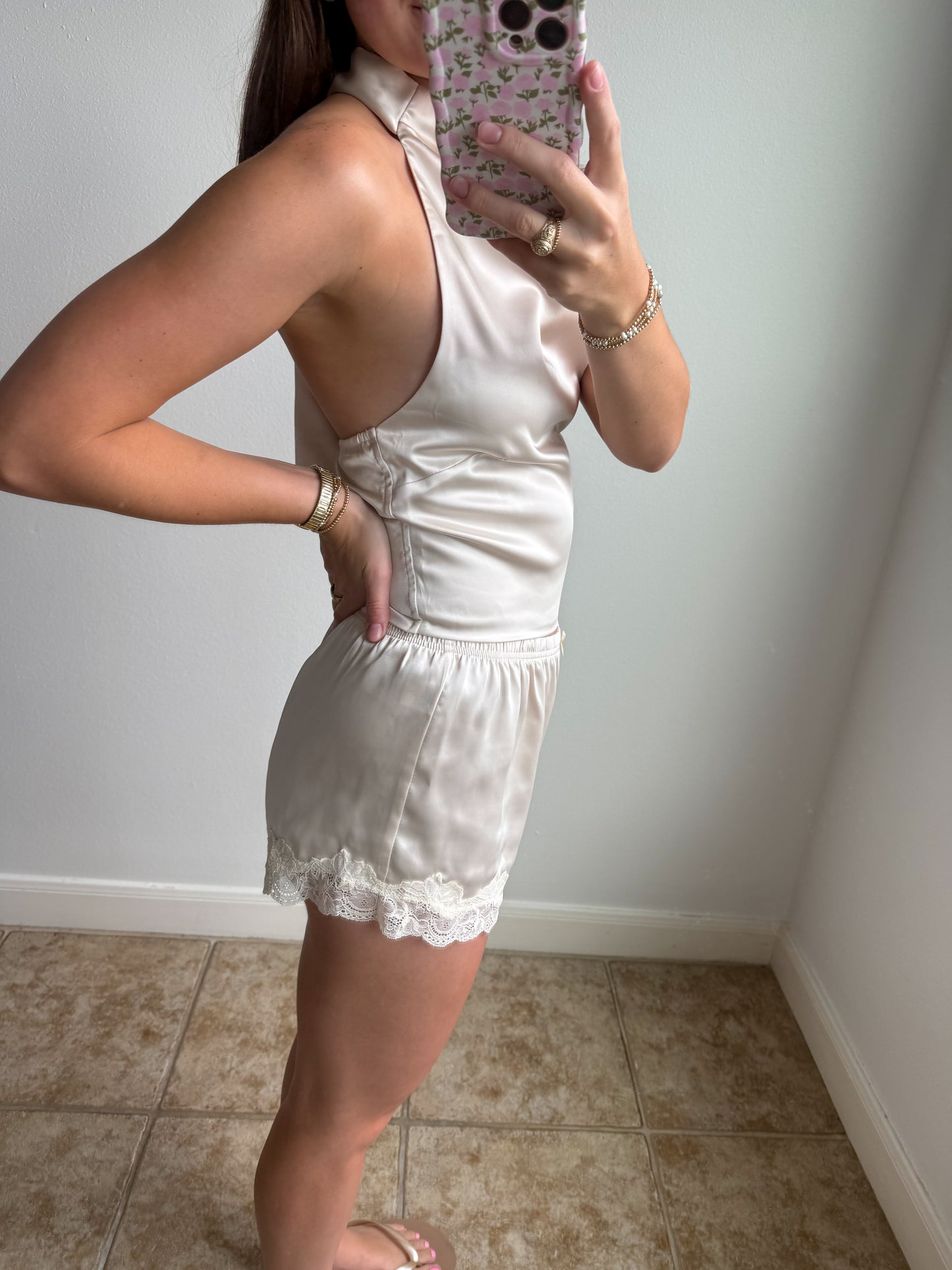 Champagne Satin Shorts