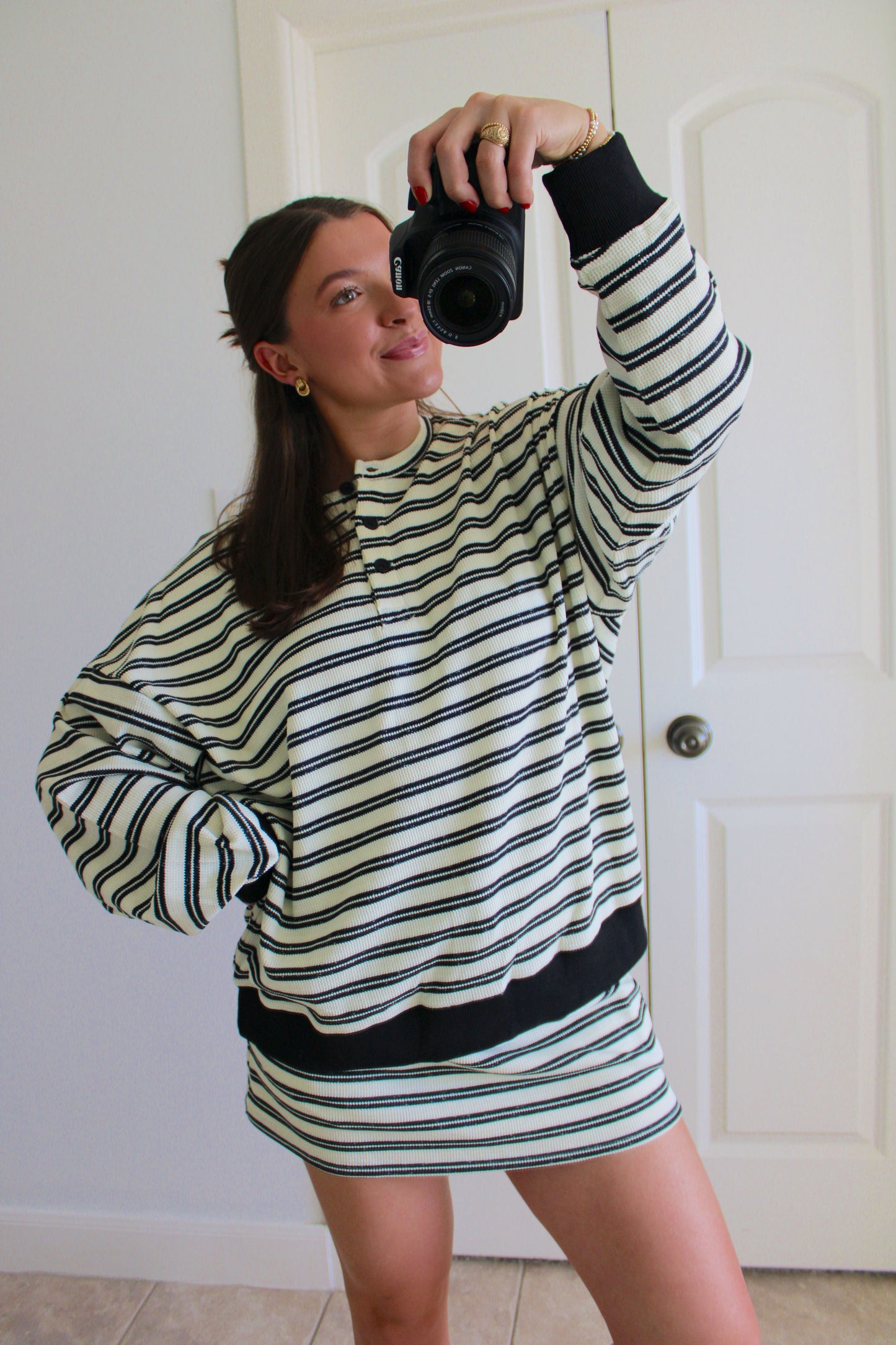 Waffle Knit Skirt Set