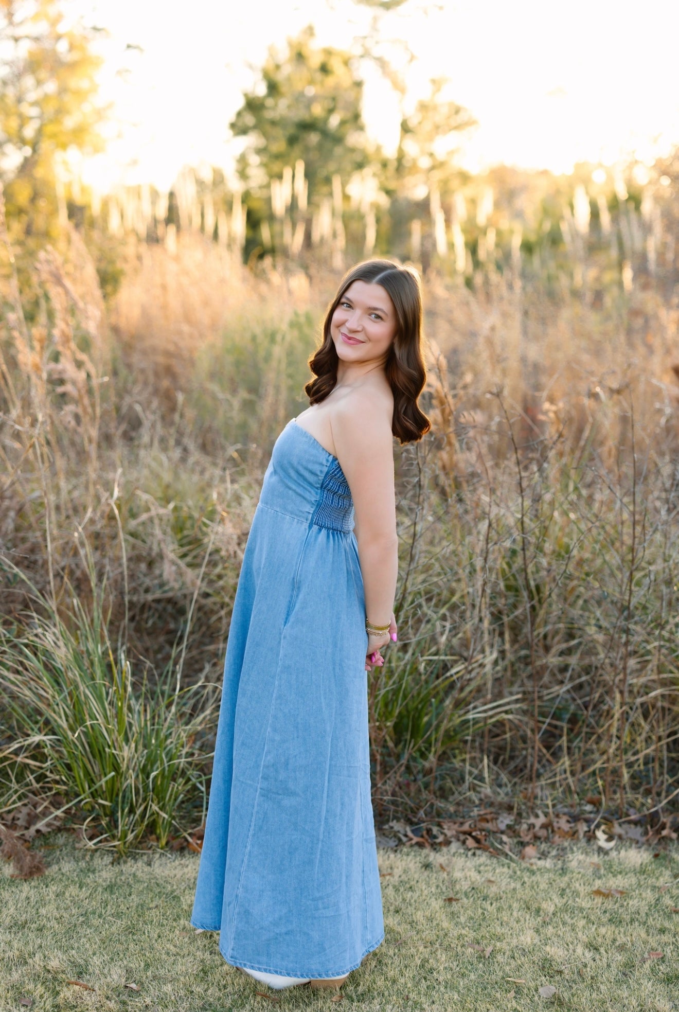 Strapless Demin Maxi Dress