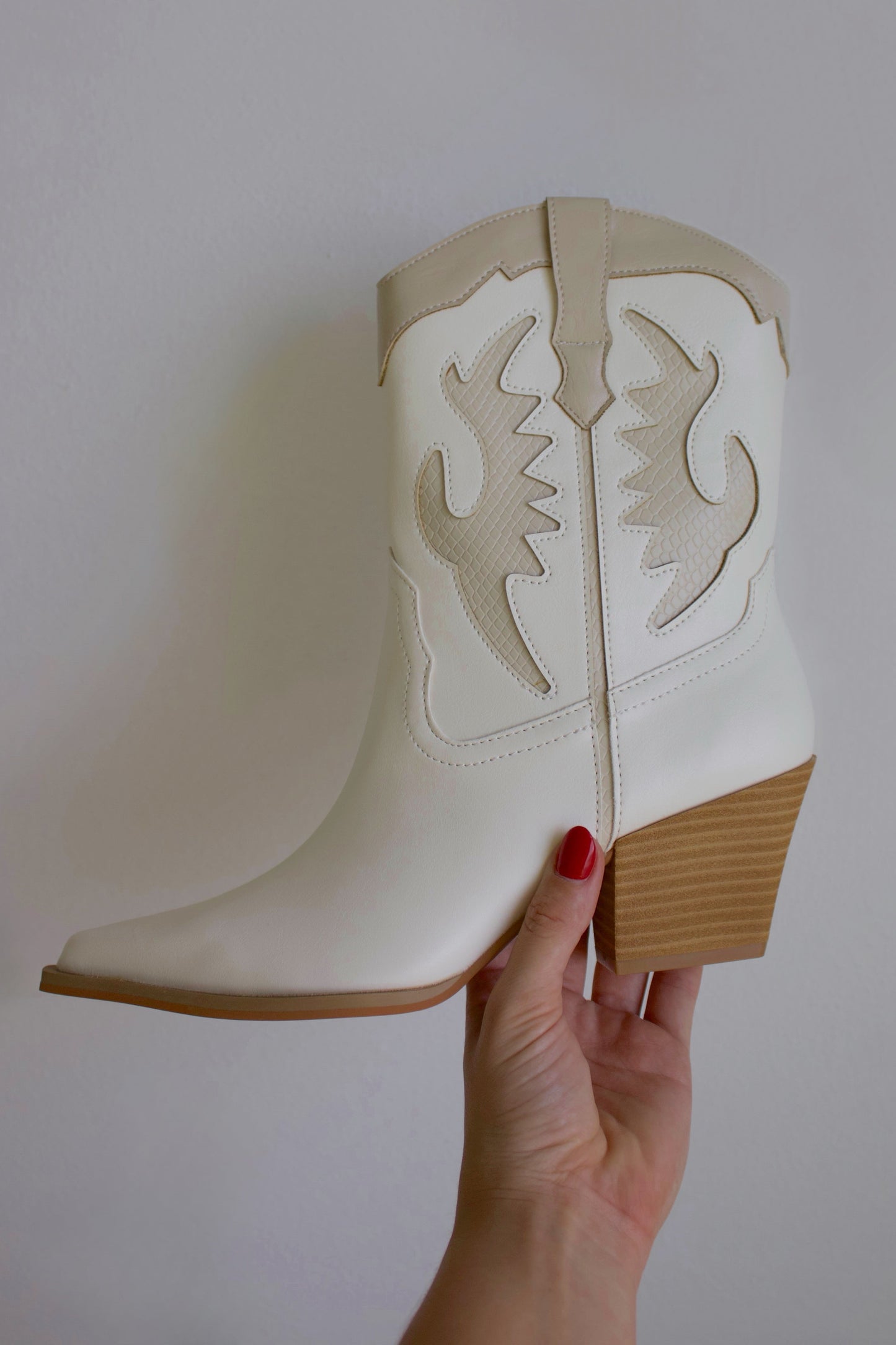White Contrast Cowgirl Boots