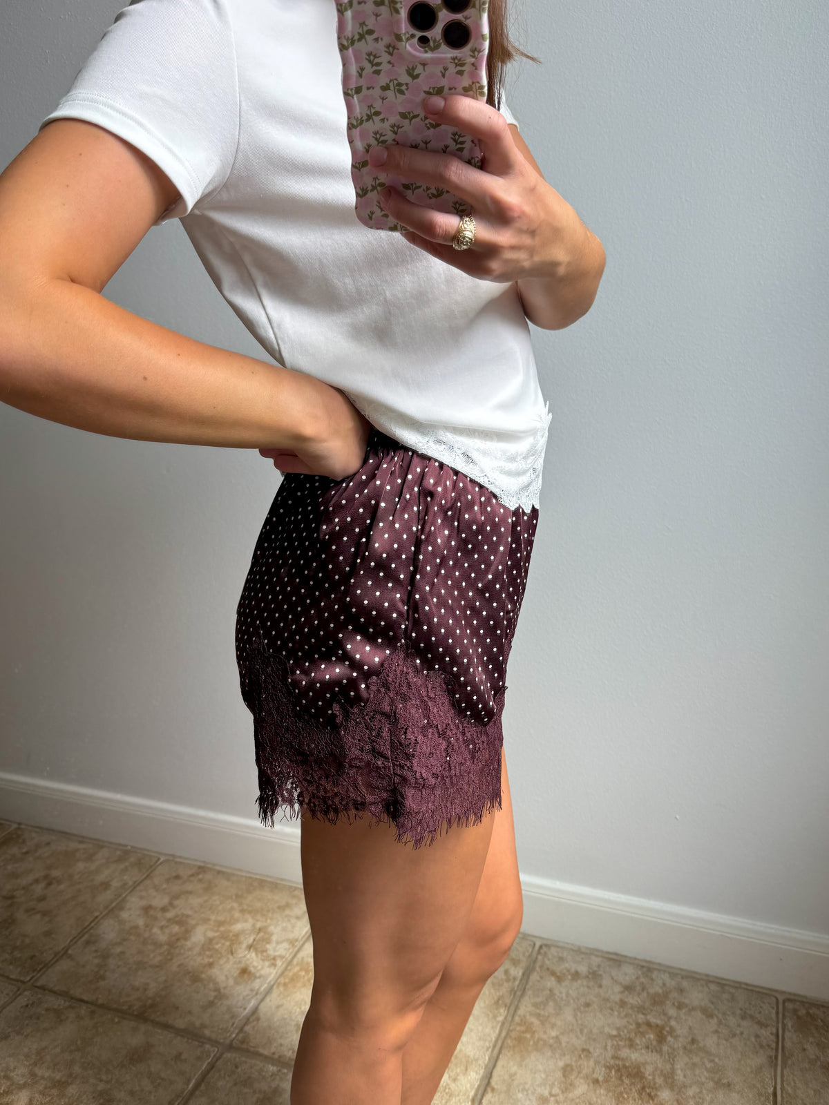 Java Chip Satin Lace Shorts