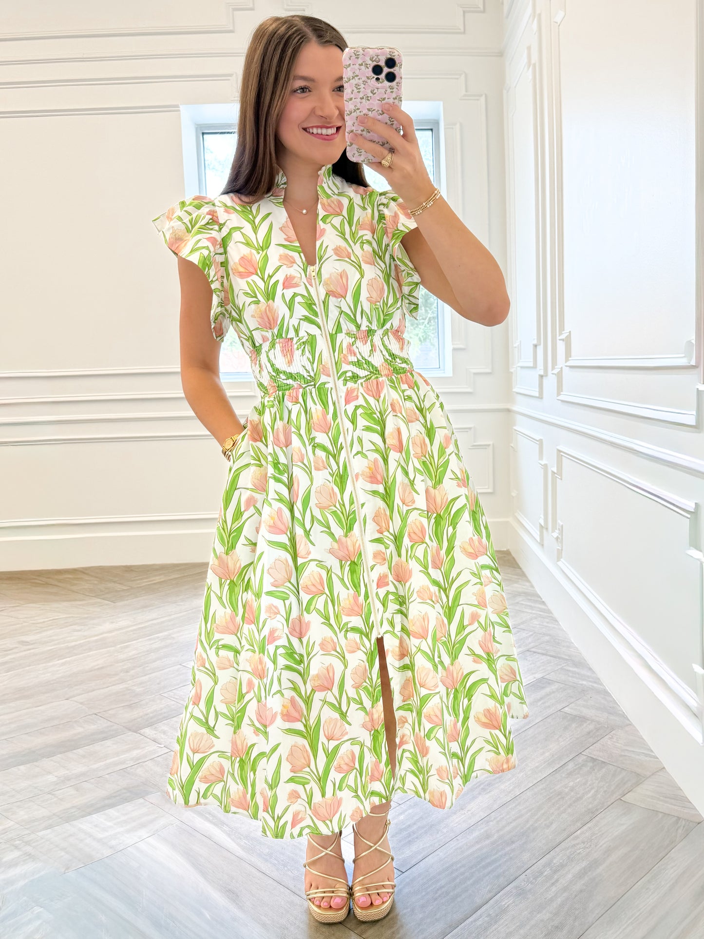 Blushing Tulip Midi Dress
