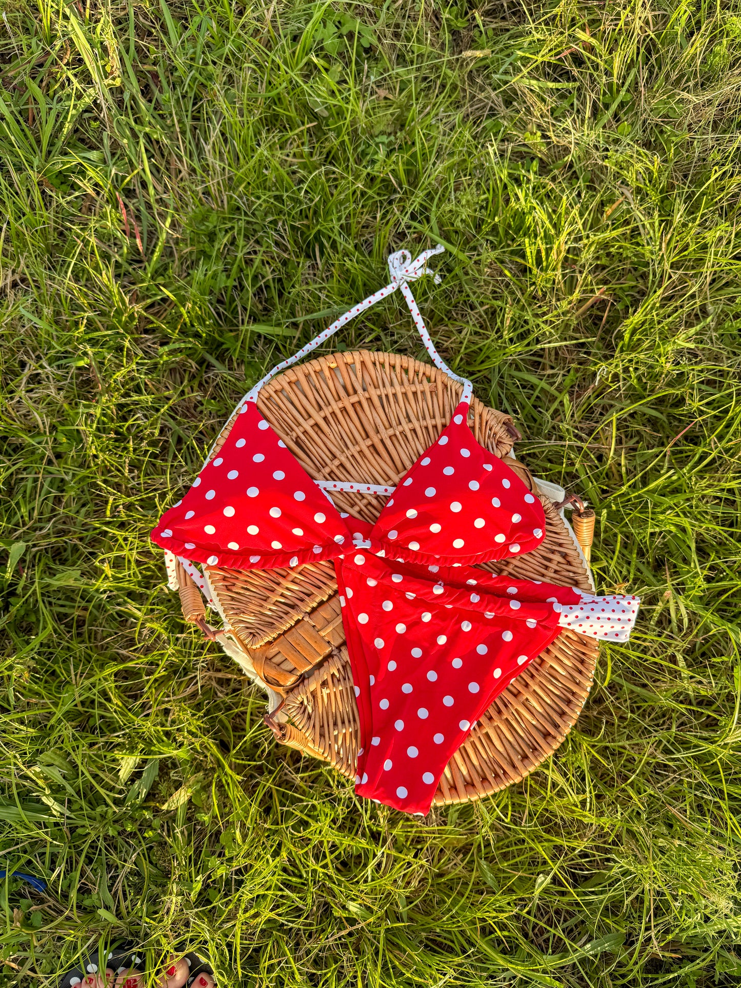 Red Contrast Polka Dot Bikini