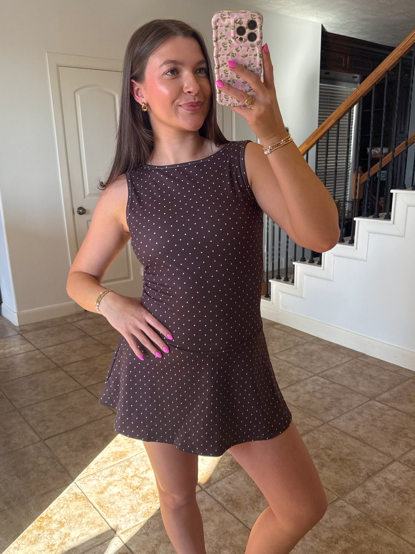 Chocolate Polka Dot Athletic Dress