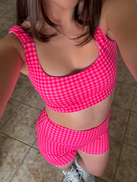 Sweetheart Gingham Athletic Set