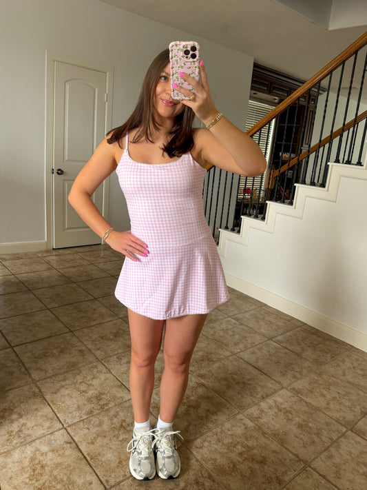 Strawberry Gingham Lace Athletic Dress