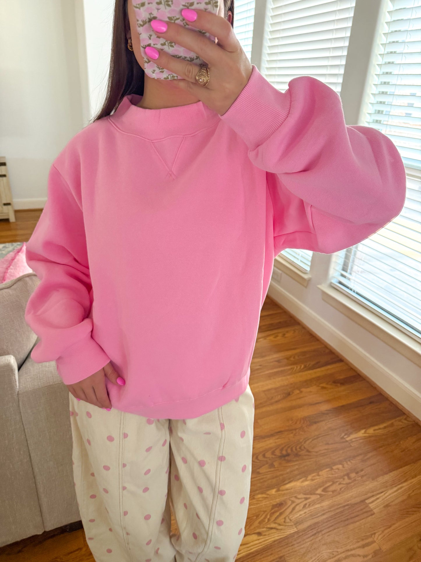 Party Pink Mockneck Sweatshirt