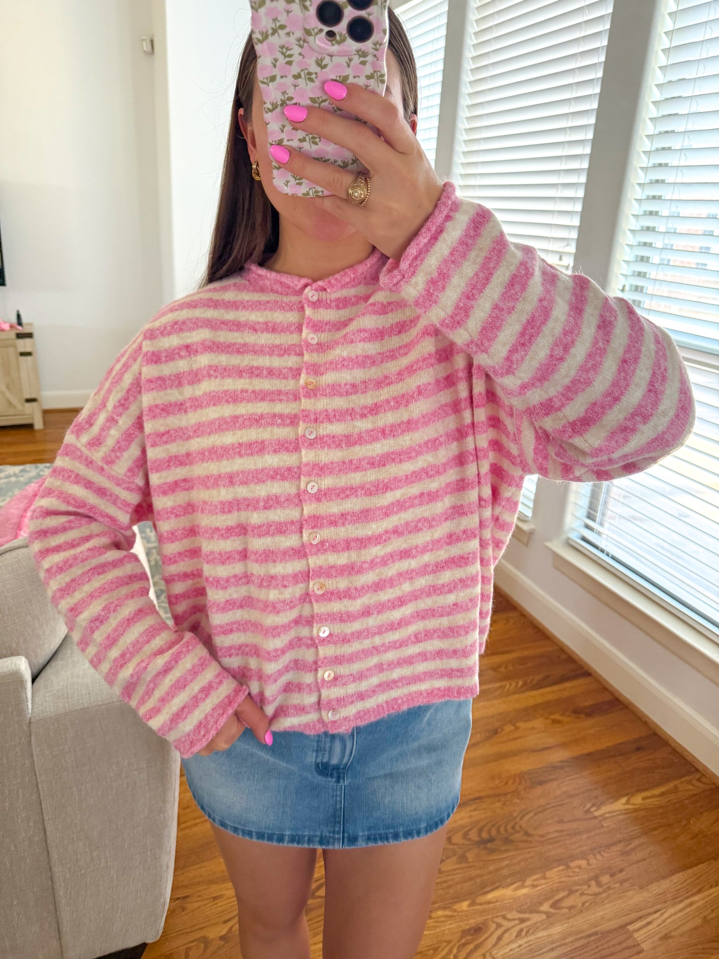 Pink Parfait Striped Cardigan