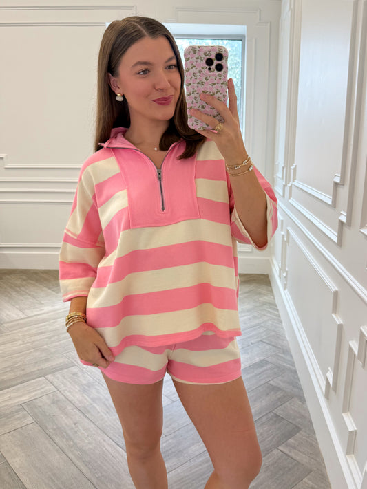 Bubblegum Striped Lounge Set