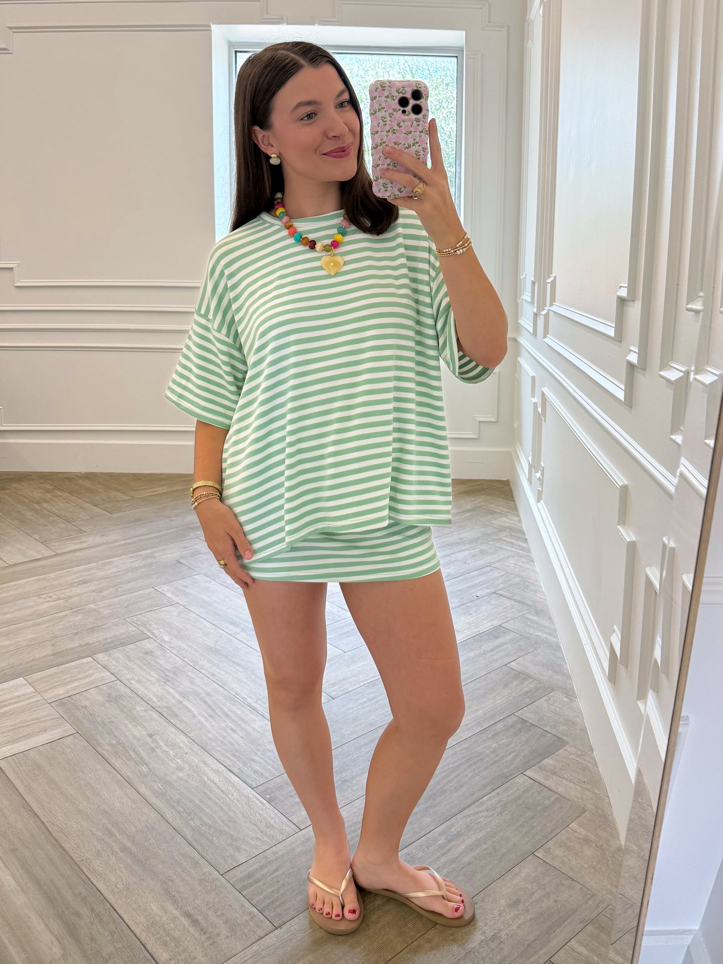 Sage Striped Skort Set