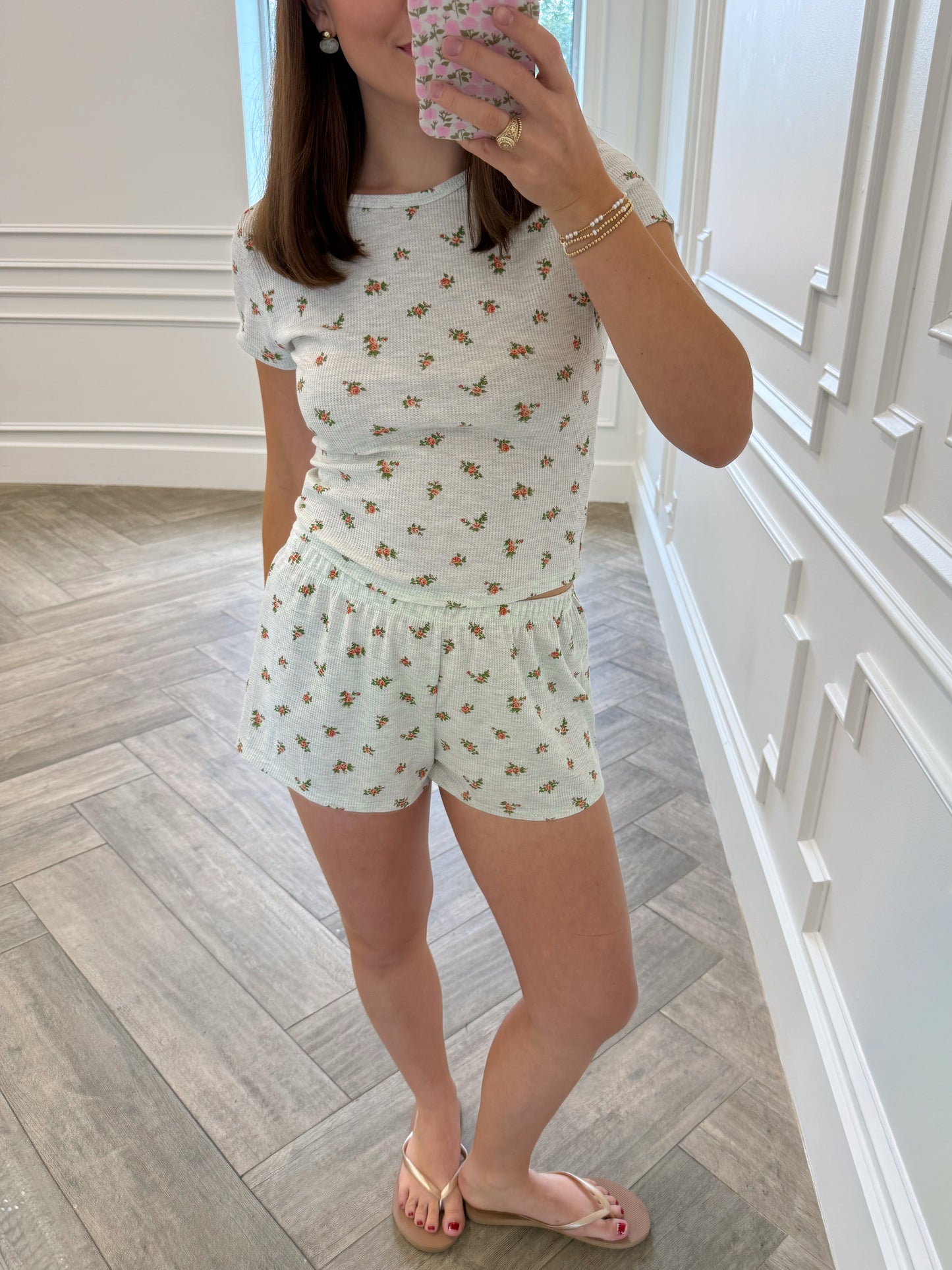 Floral Waffle Knit Set