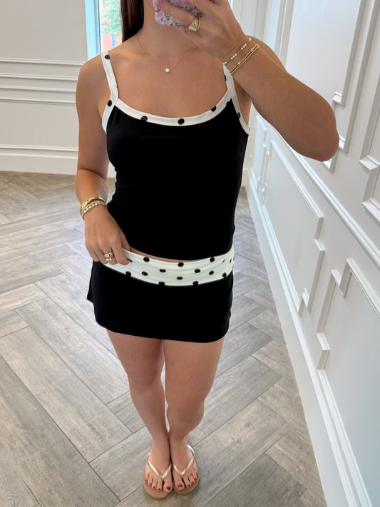 Polka Dot Contrast Skort Set