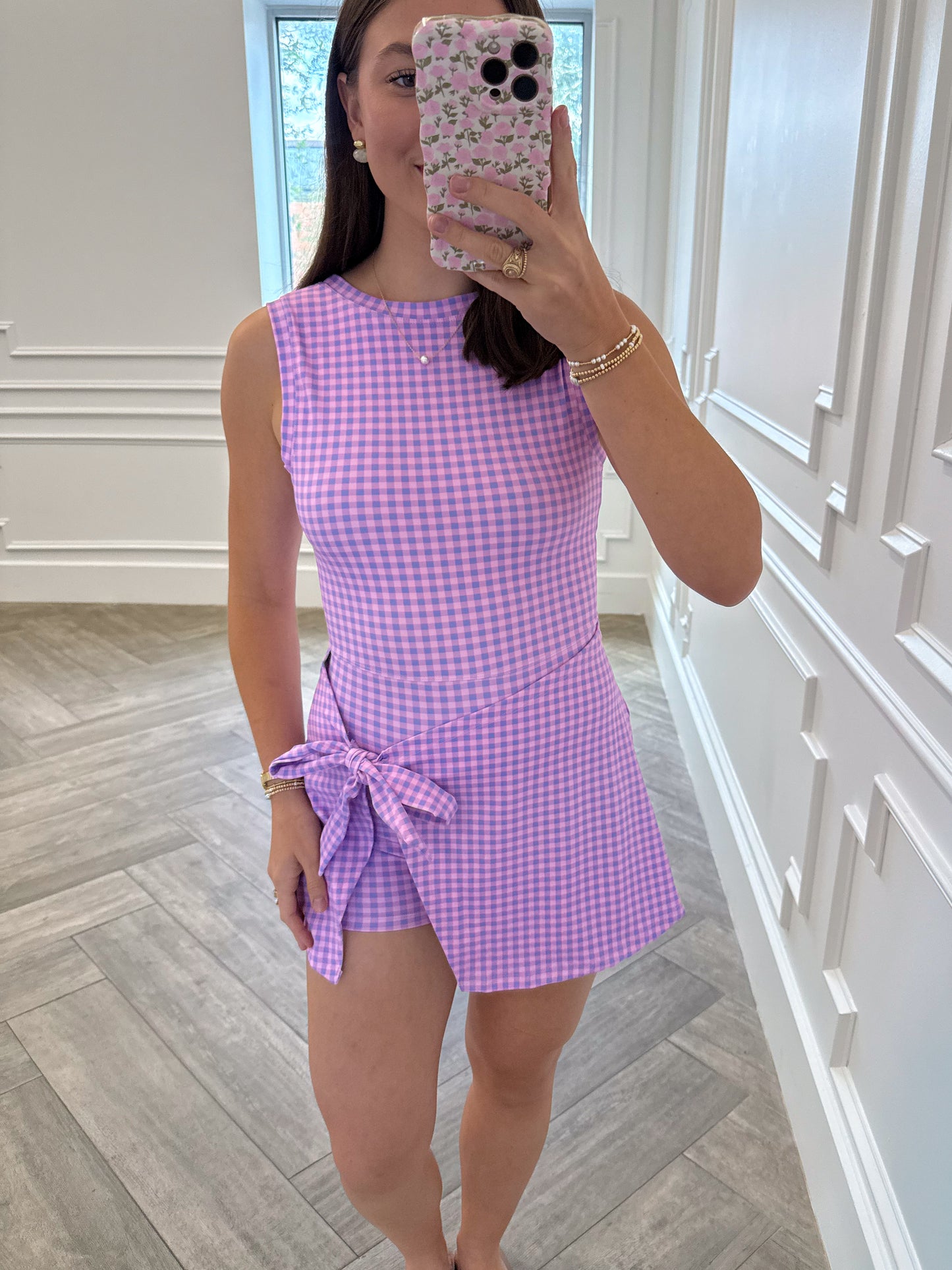 Grape Gingham Wrap Athletic Dress