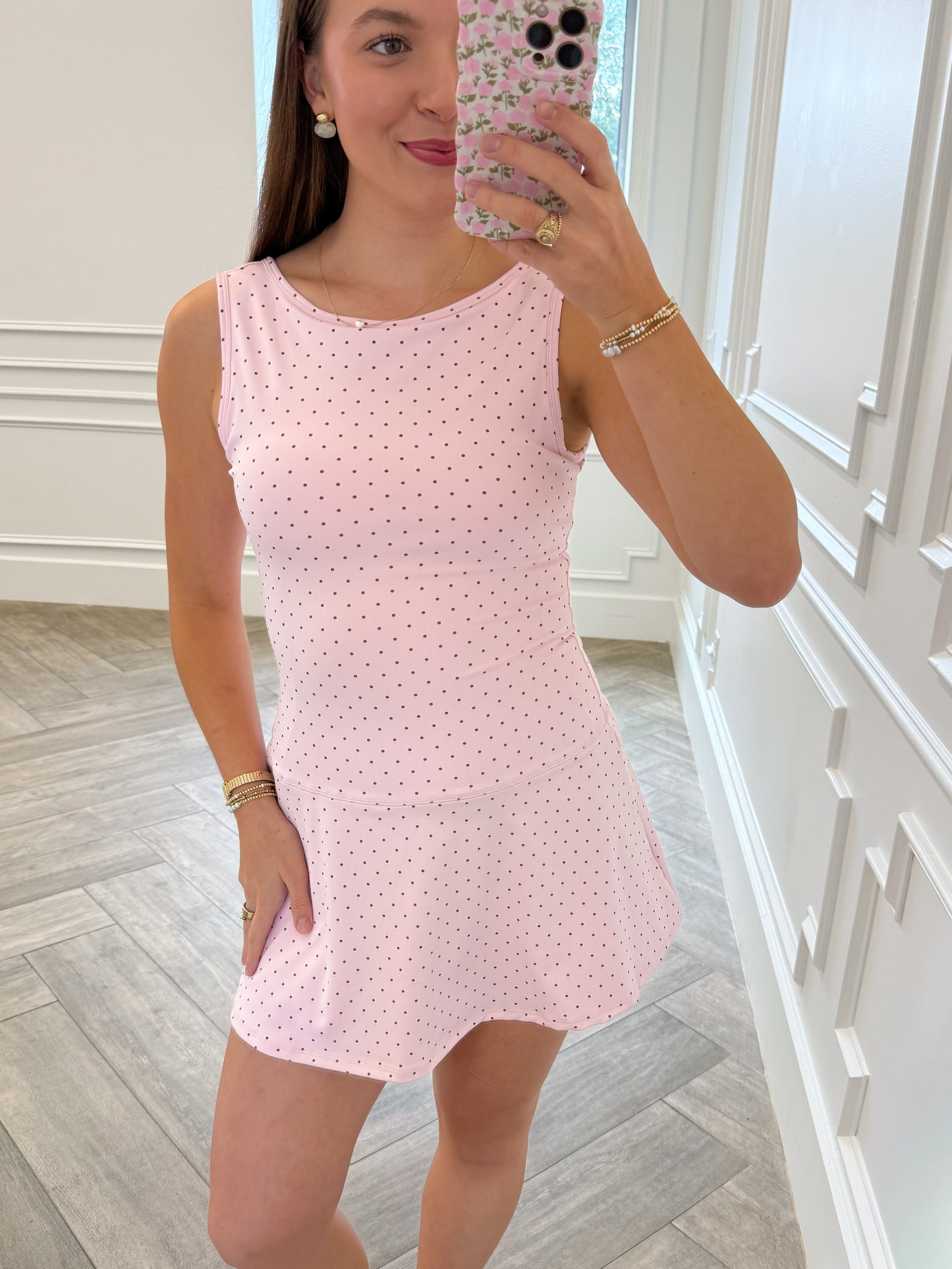 Pink Polka Dot Athletic Dress