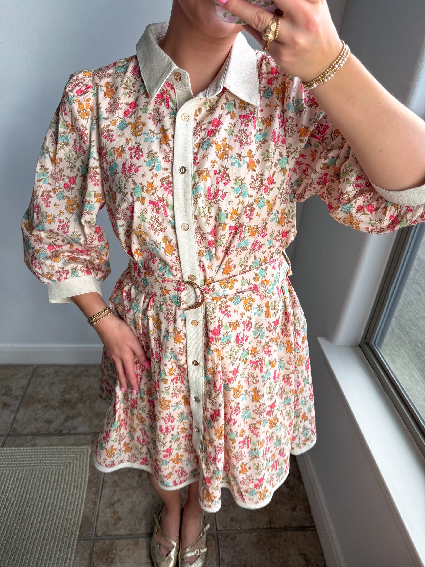 Cream Meadow Mini Dress