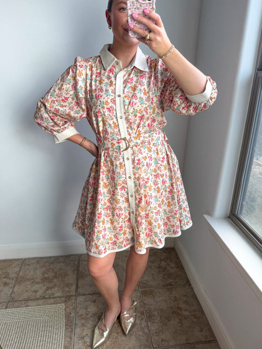 Cream Meadow Mini Dress