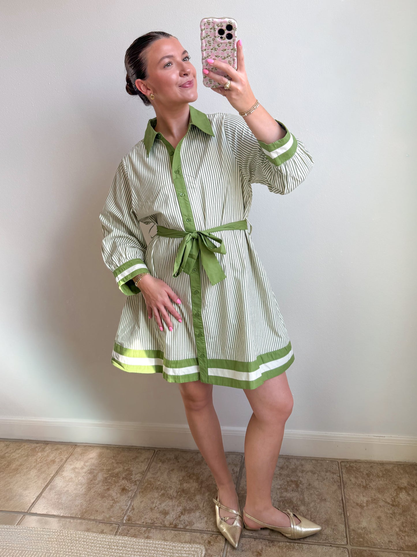 Matcha Striped Mini Dress