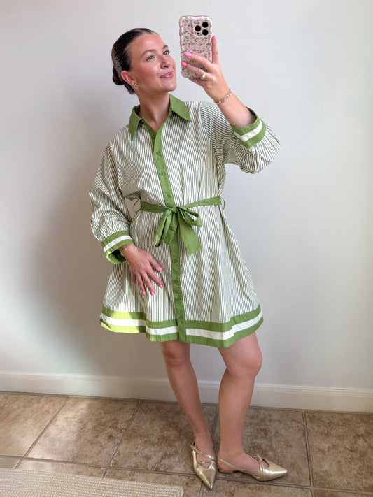Matcha Striped Mini Dress