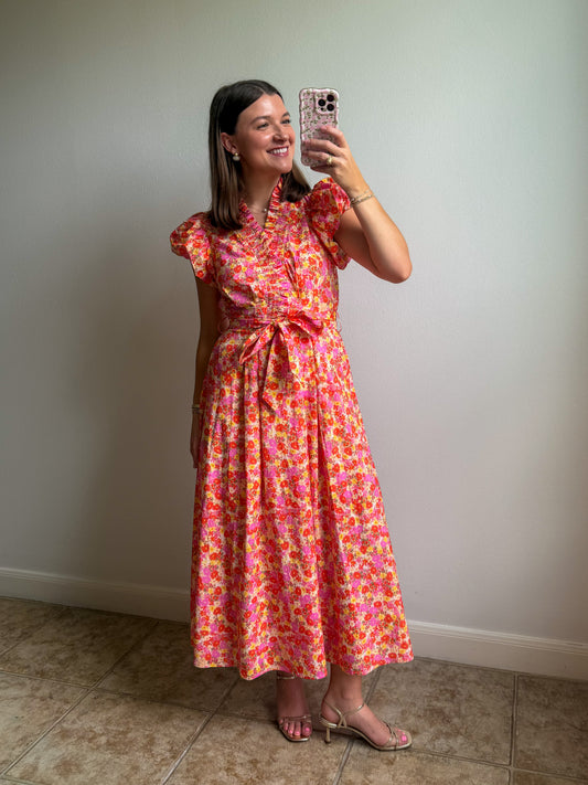 Sunset Blooms Midi Dress