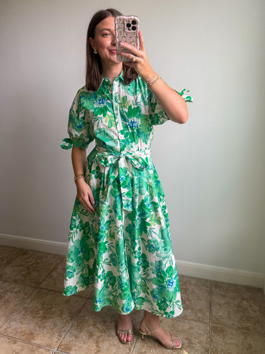 Emerald Garden Midi Dress