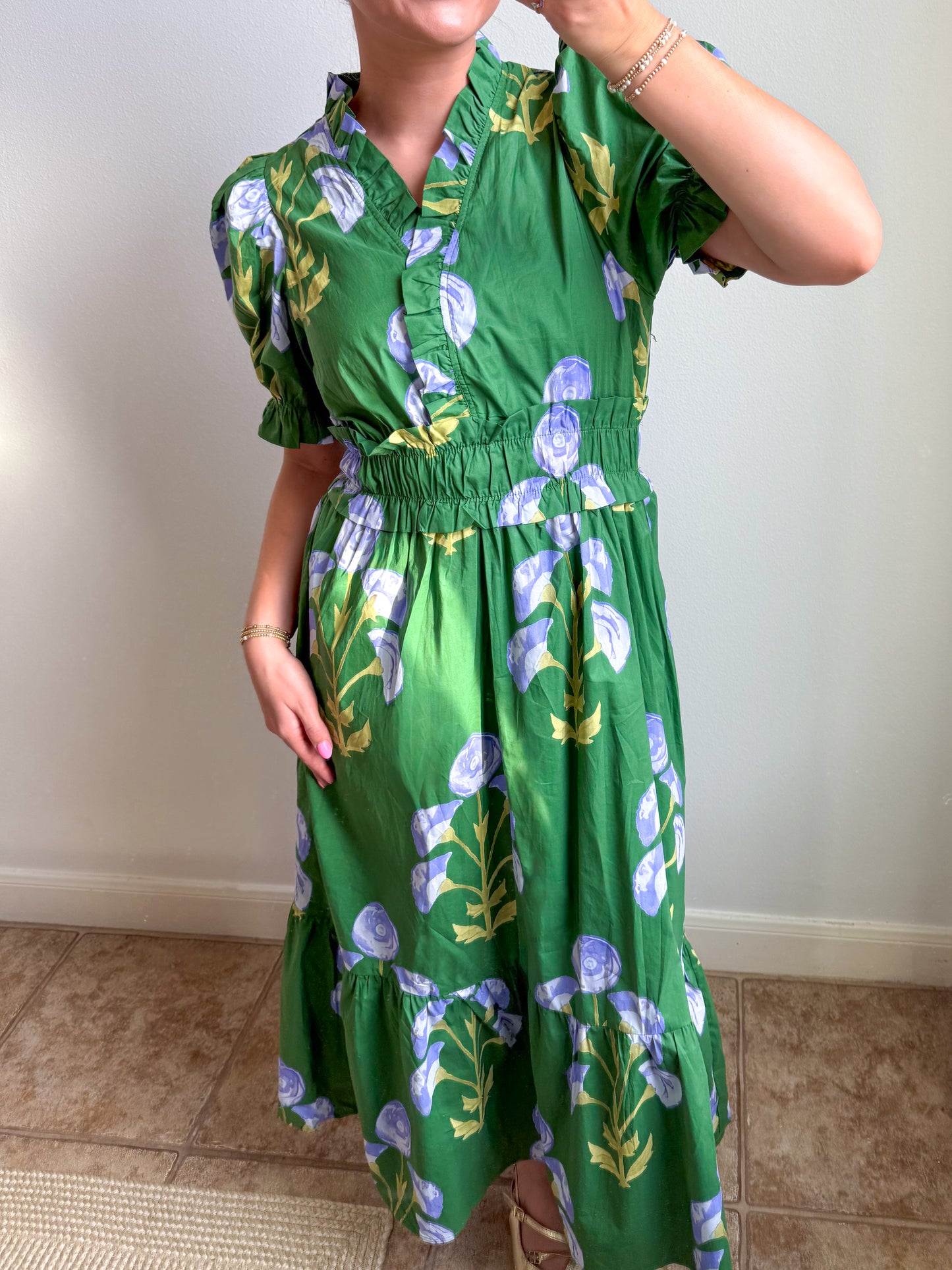 Emerald Iris Midi Dress
