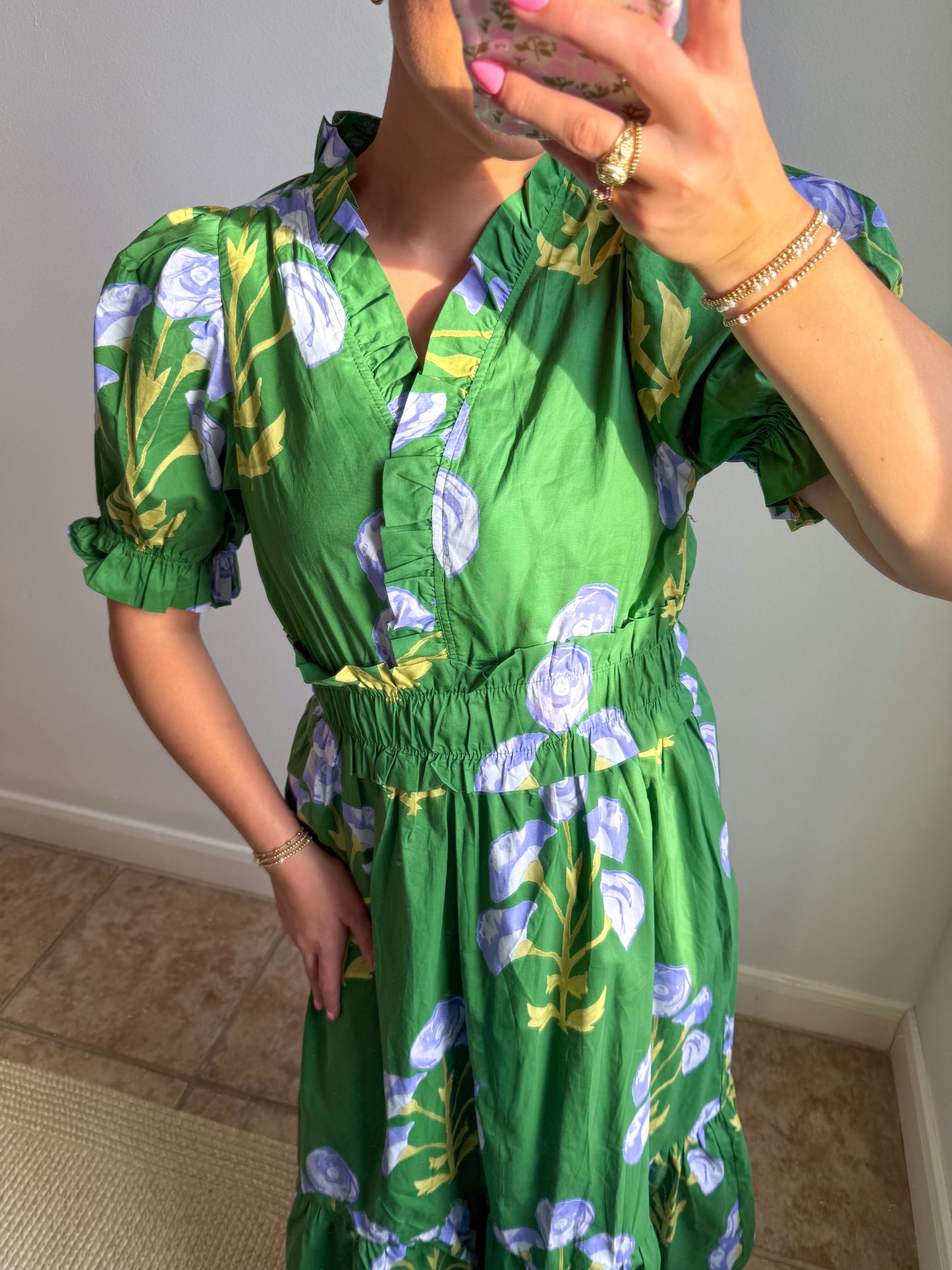 Emerald Iris Midi Dress