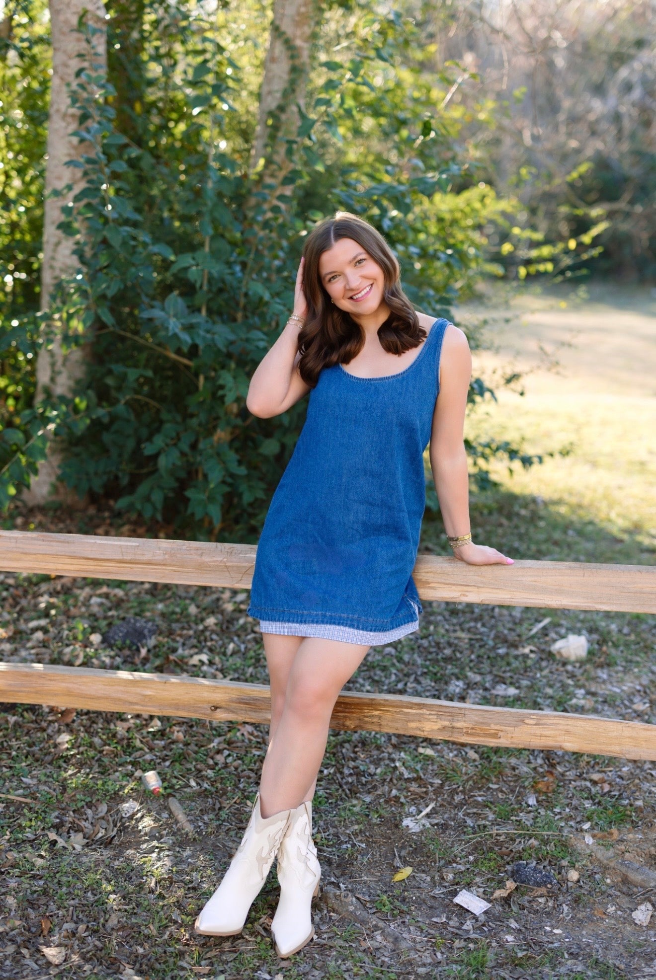 Petal & Plaid Denim Dress