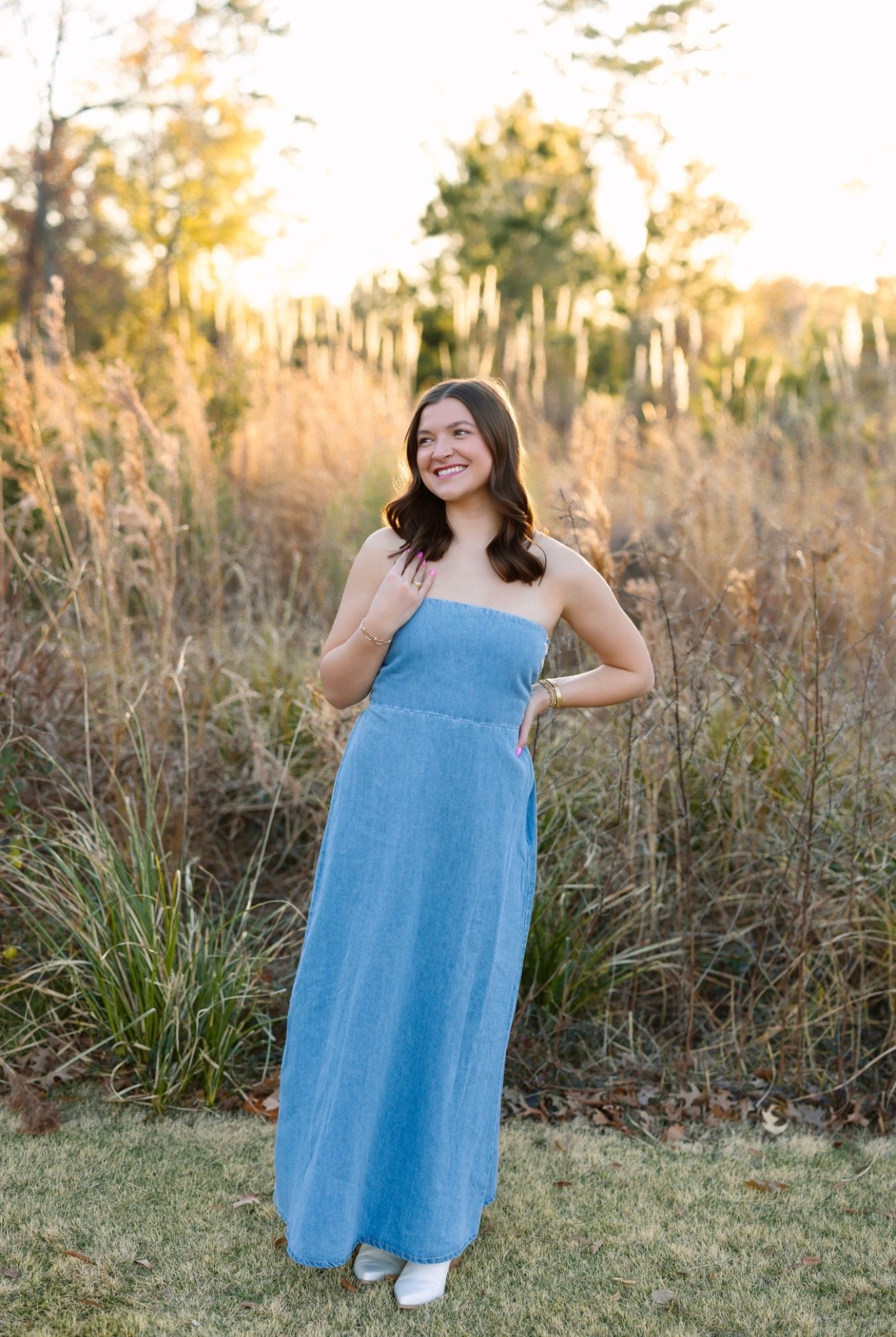 Strapless Demin Maxi Dress