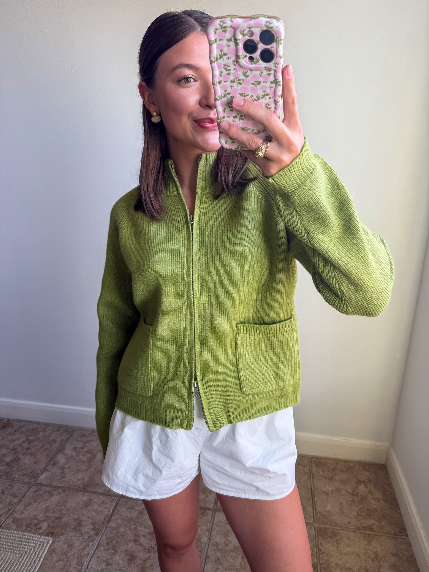 Morning Matcha Zip-up Sweater
