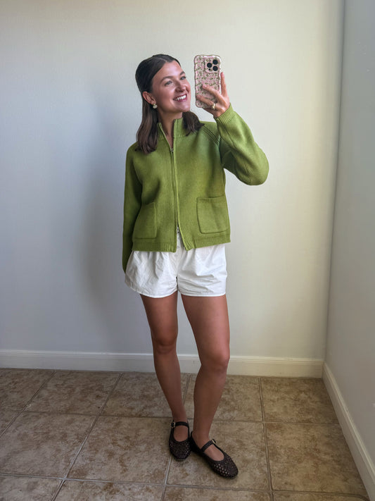 Morning Matcha Zip-up Sweater