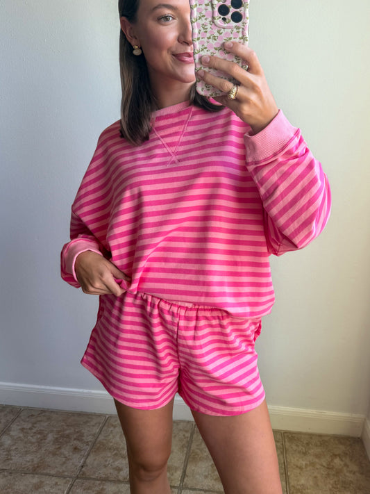 Pink Crush Striped Shorts