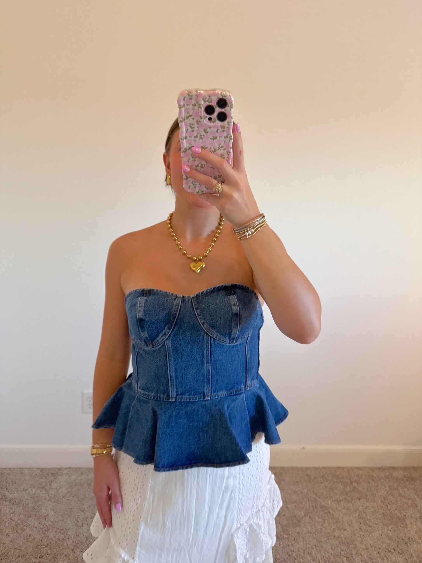 Denim Strapless Top
