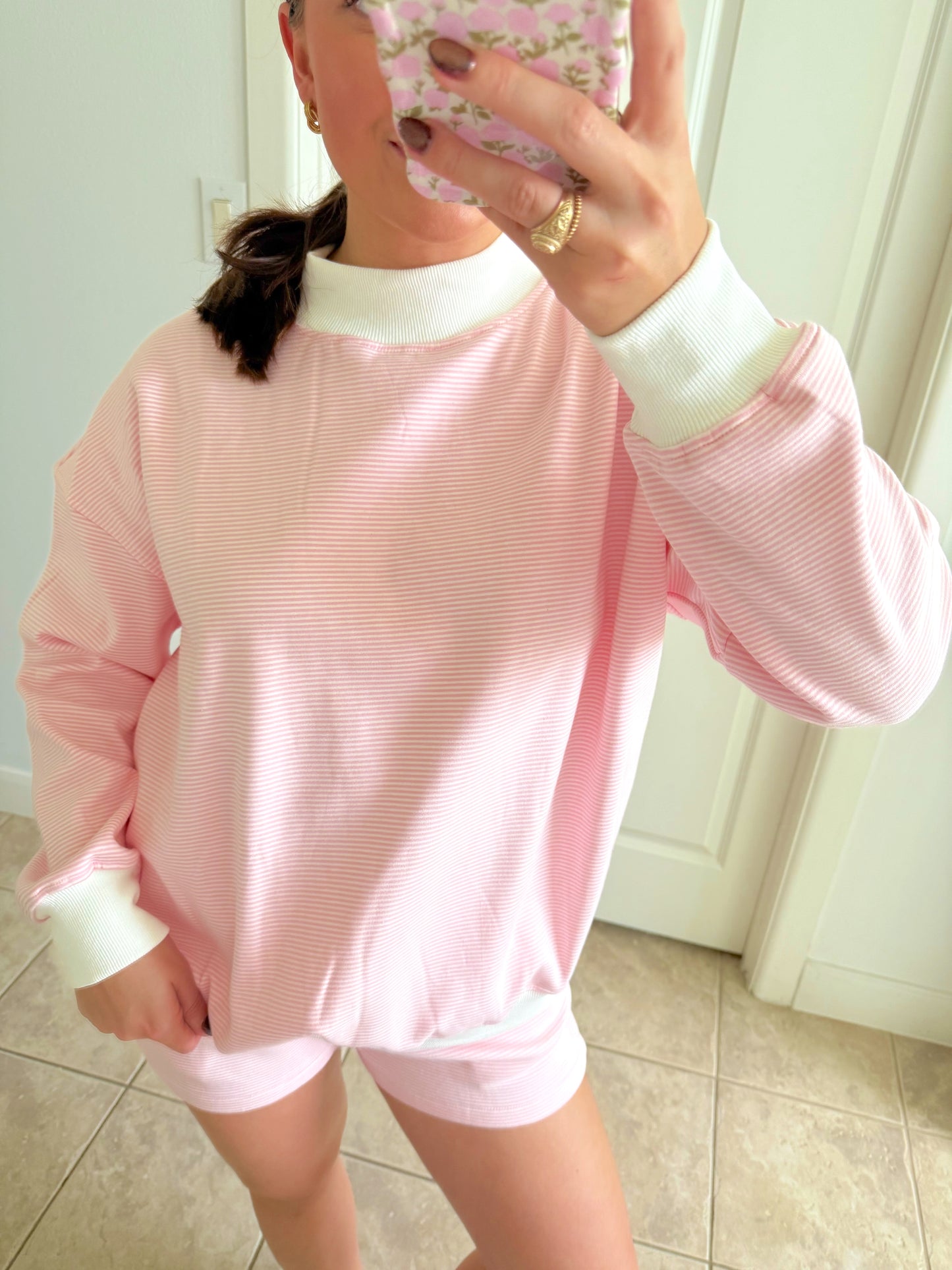 Rosé Striped Mockneck Set