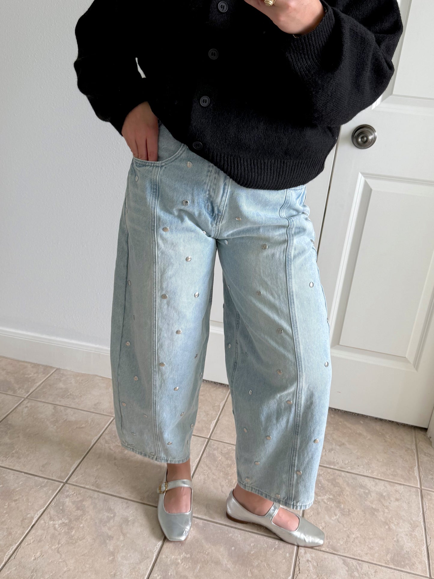 Studded Barrel Jeans