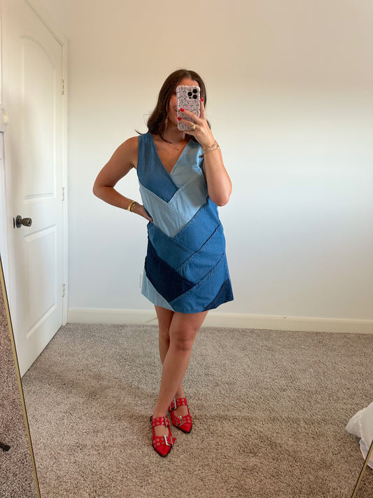 Patchwork Denim Mini Dress