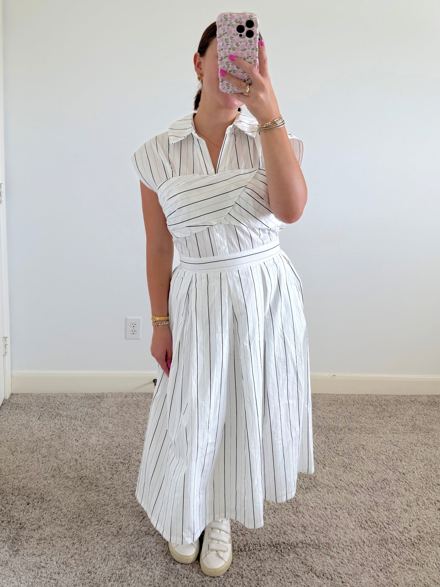 Pinstripe Midi Dress