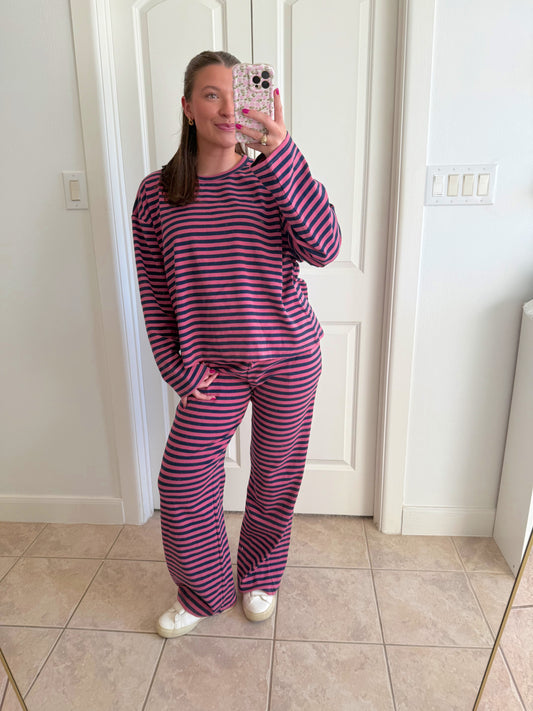 Midnight Rose Striped Lounge Set