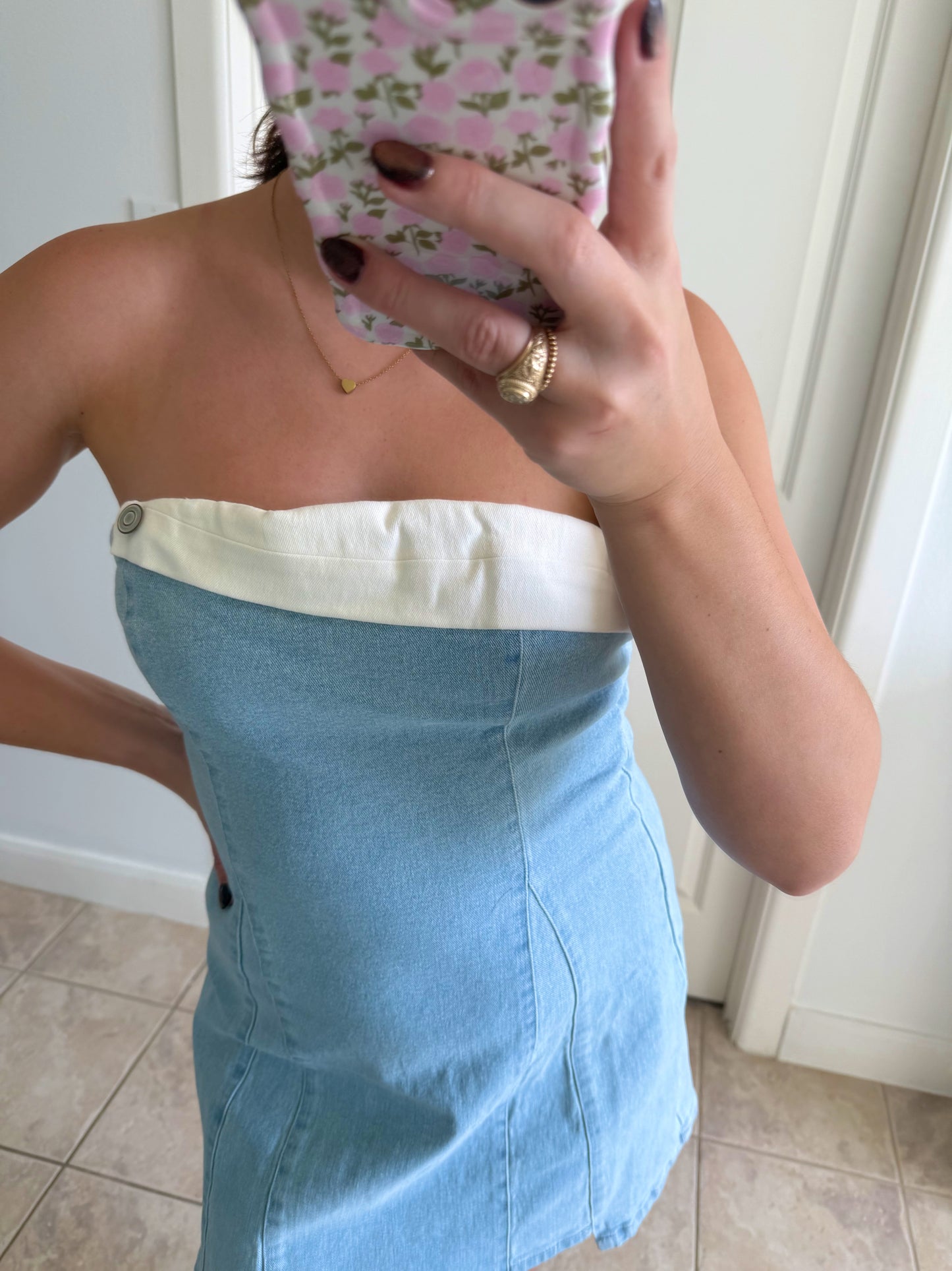 Contrast Denim Mini Dress