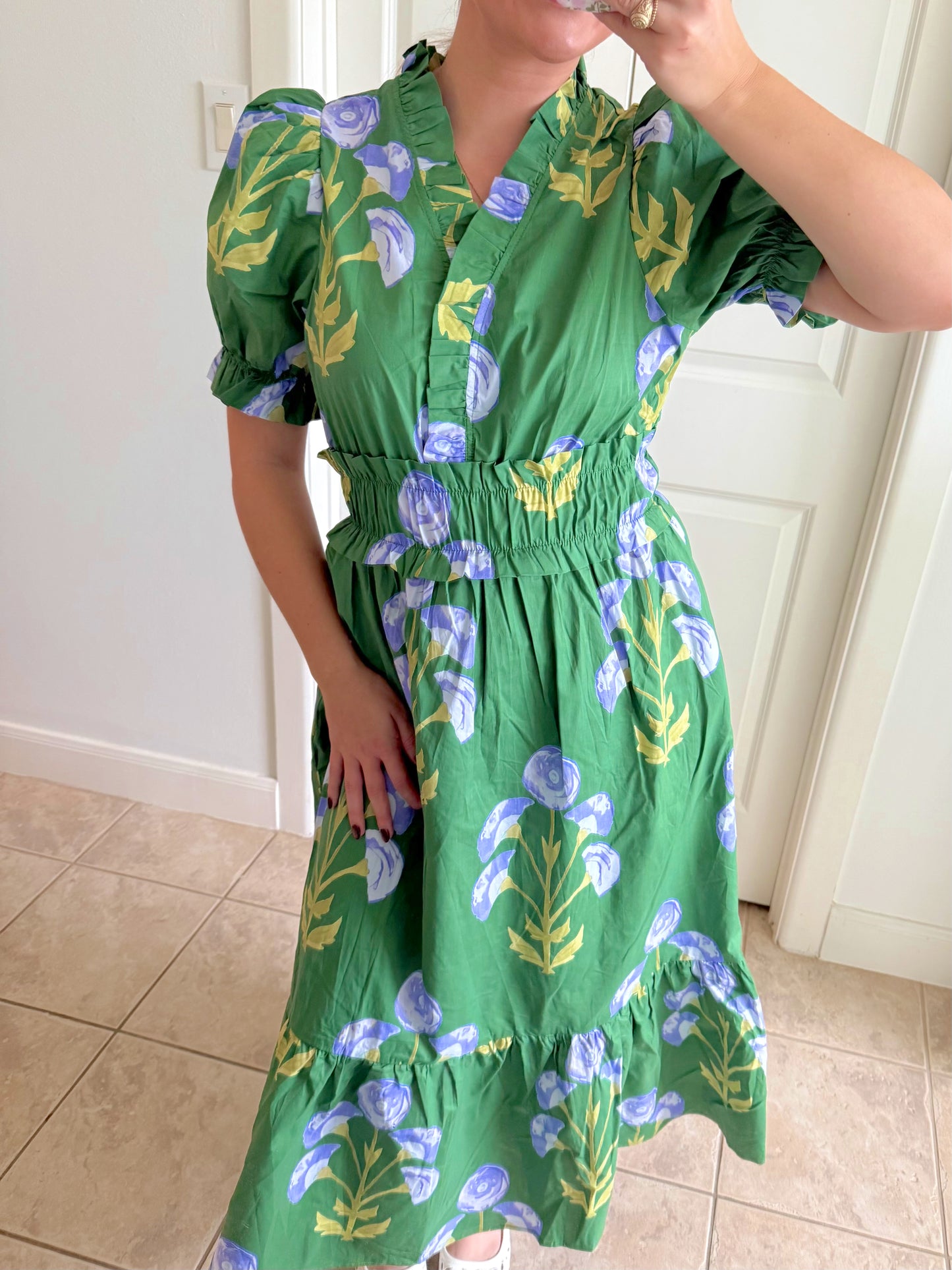 Emerald Iris Midi Dress