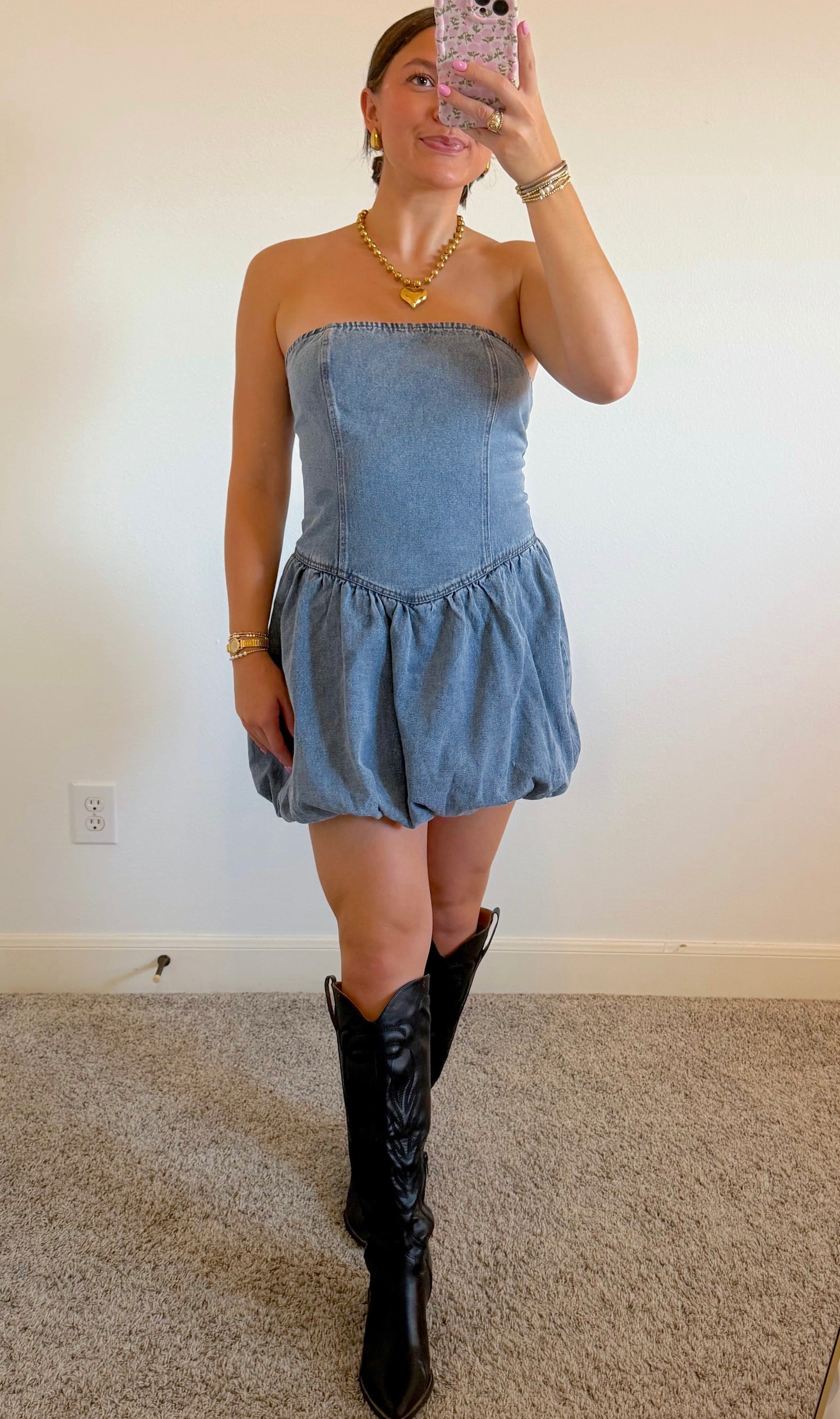 Bubble Denim Mini Dress