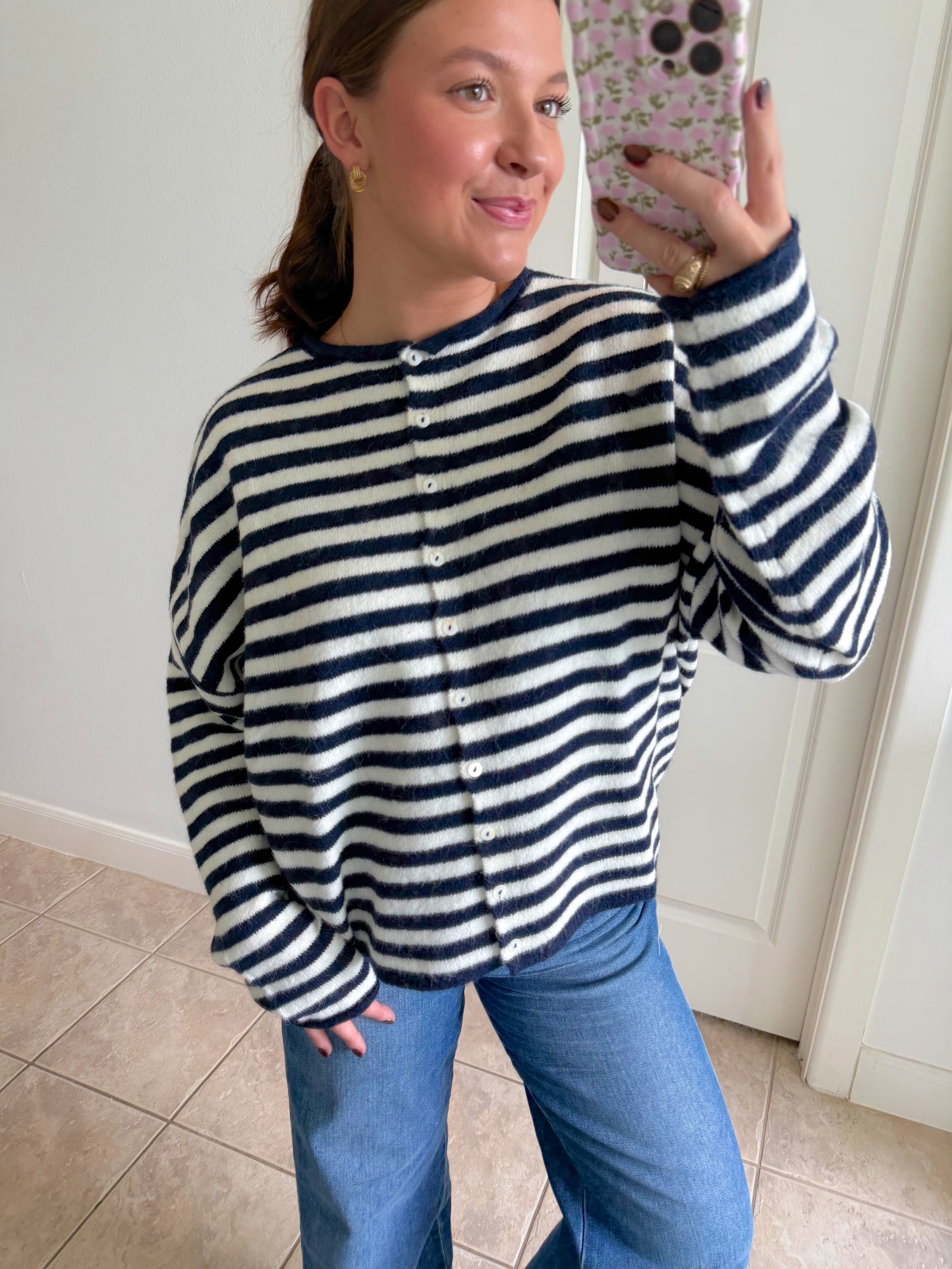 Piper Cardigan - Navy Stripe