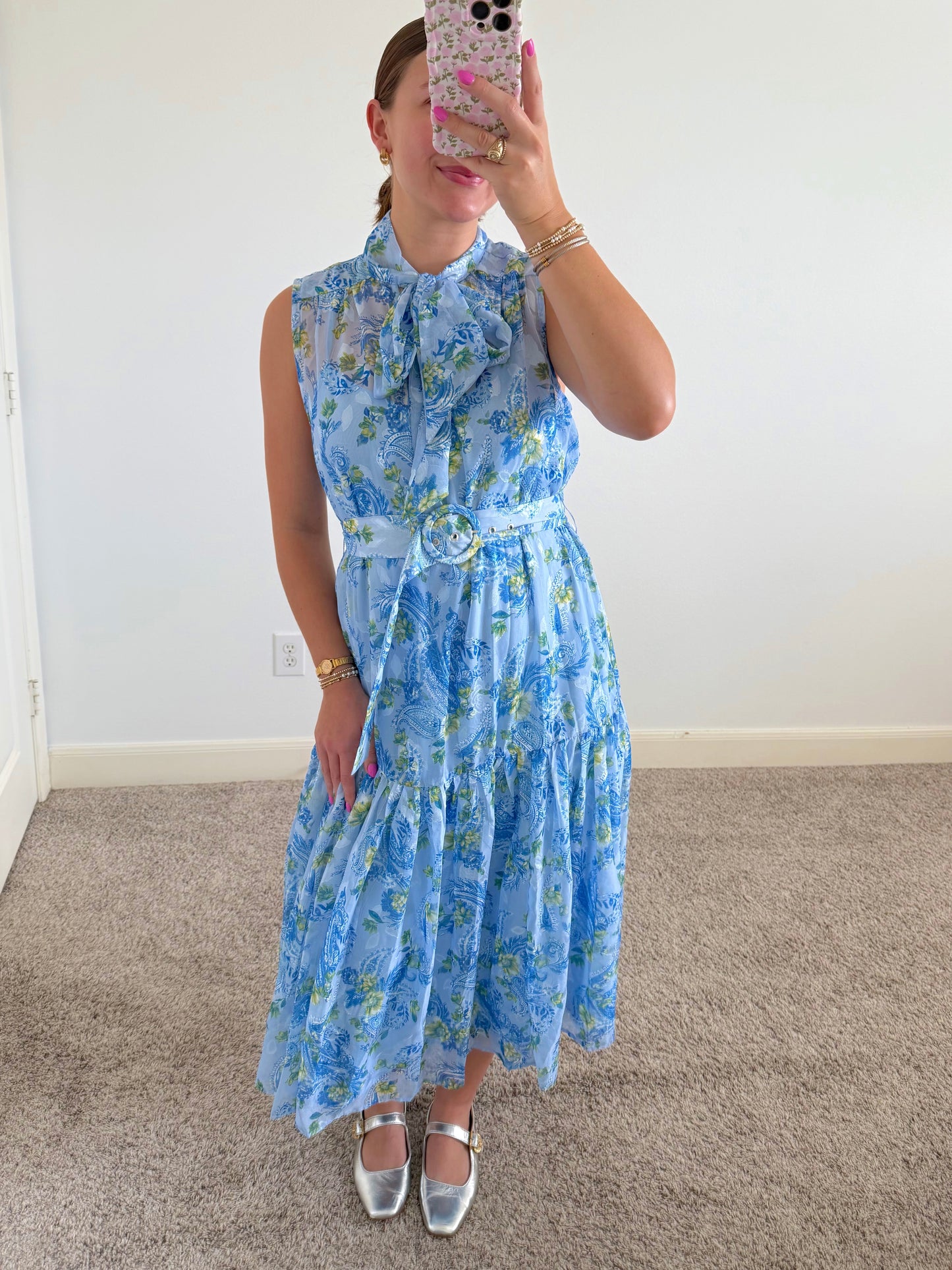 Blue Bow Maxi Dress